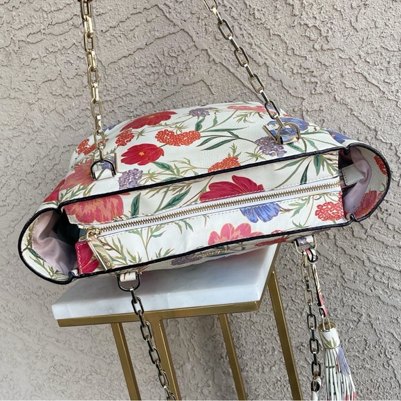 KATE SPADE Cream Multicolor Floral Leather Bag Kingston Blossom Vivian Tote Bag - Picture 9 of 17